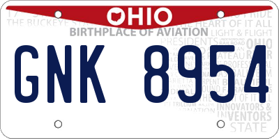 OH license plate GNK8954