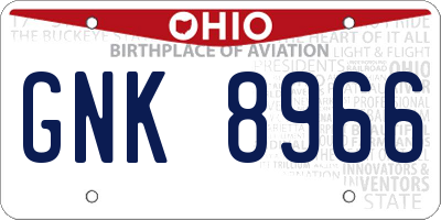 OH license plate GNK8966