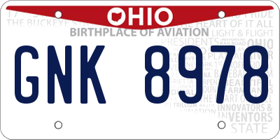 OH license plate GNK8978