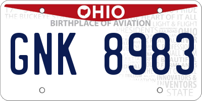 OH license plate GNK8983