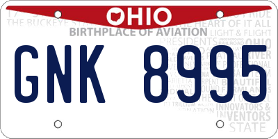 OH license plate GNK8995