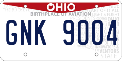 OH license plate GNK9004
