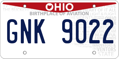 OH license plate GNK9022