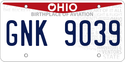 OH license plate GNK9039