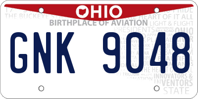 OH license plate GNK9048