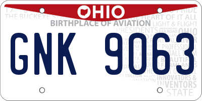 OH license plate GNK9063