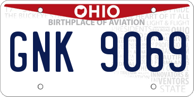 OH license plate GNK9069
