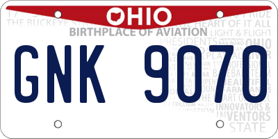 OH license plate GNK9070
