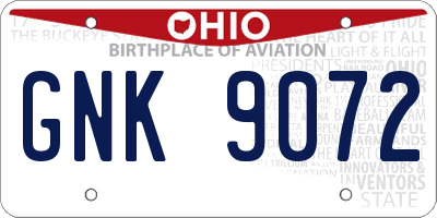 OH license plate GNK9072