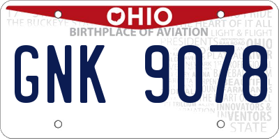OH license plate GNK9078