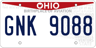 OH license plate GNK9088