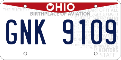 OH license plate GNK9109