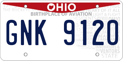 OH license plate GNK9120