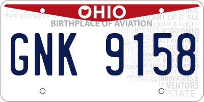 OH license plate GNK9158