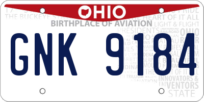 OH license plate GNK9184