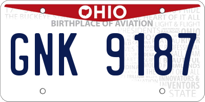 OH license plate GNK9187