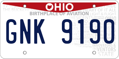 OH license plate GNK9190