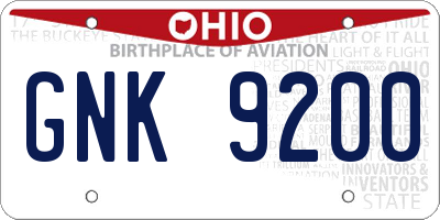 OH license plate GNK9200