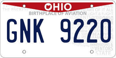 OH license plate GNK9220
