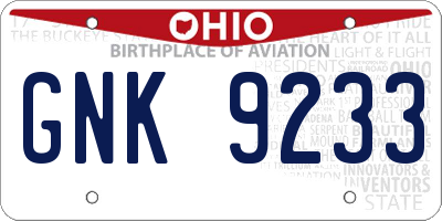 OH license plate GNK9233