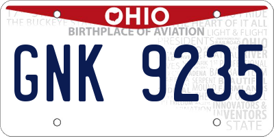 OH license plate GNK9235