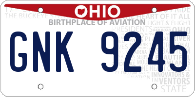 OH license plate GNK9245