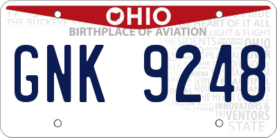 OH license plate GNK9248