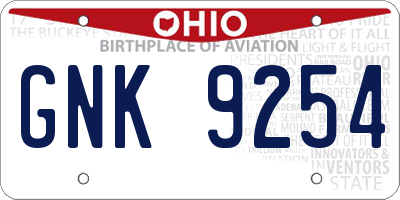 OH license plate GNK9254