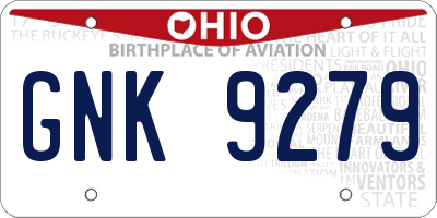 OH license plate GNK9279