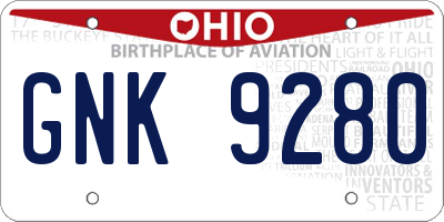 OH license plate GNK9280