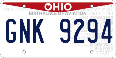OH license plate GNK9294