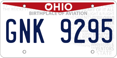 OH license plate GNK9295