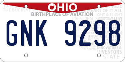 OH license plate GNK9298