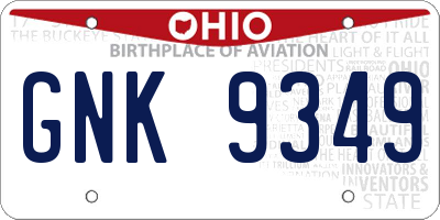 OH license plate GNK9349