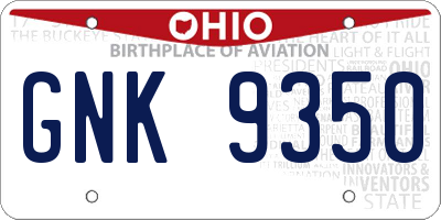 OH license plate GNK9350