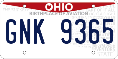 OH license plate GNK9365