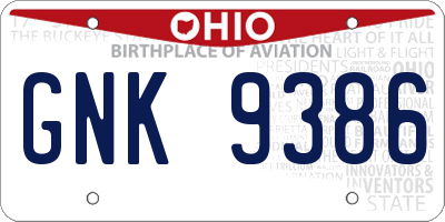 OH license plate GNK9386