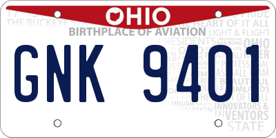 OH license plate GNK9401