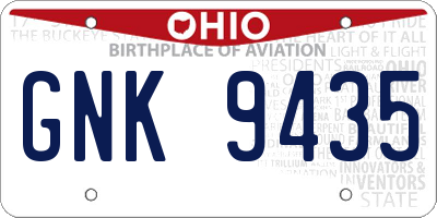 OH license plate GNK9435