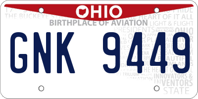OH license plate GNK9449