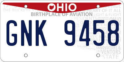 OH license plate GNK9458