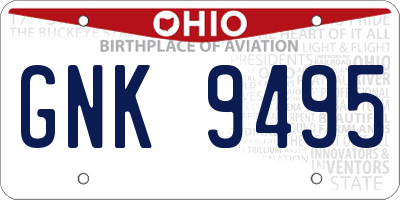 OH license plate GNK9495