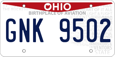 OH license plate GNK9502