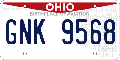 OH license plate GNK9568