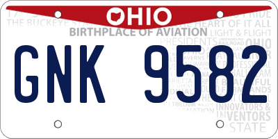 OH license plate GNK9582