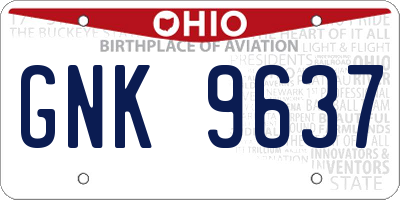 OH license plate GNK9637