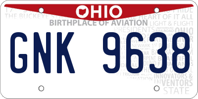 OH license plate GNK9638