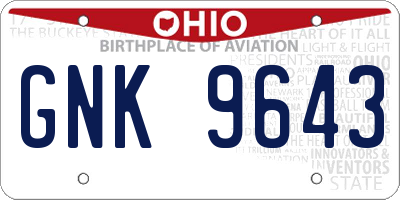 OH license plate GNK9643