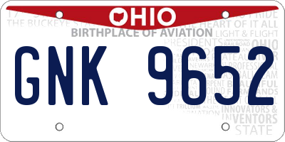 OH license plate GNK9652