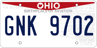 OH license plate GNK9702